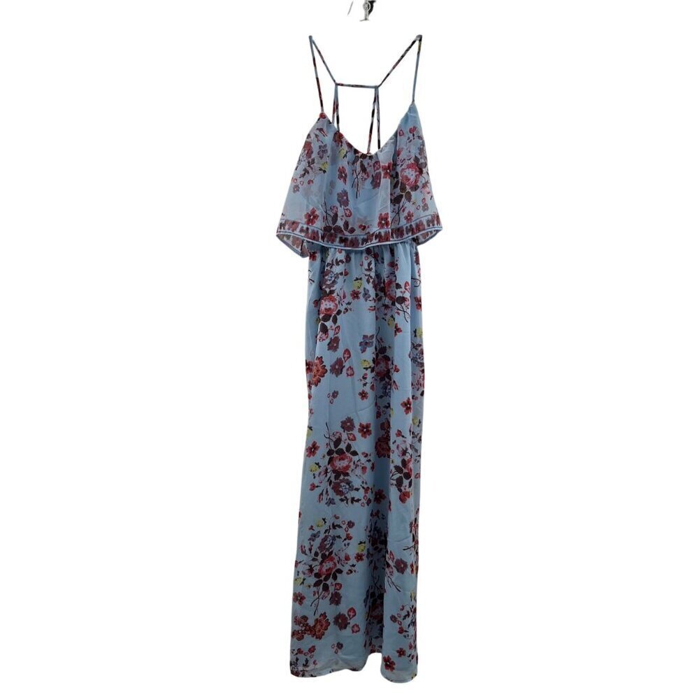 Princess Vera Wang Women's Sleeveless Floral A-Line Maxi Dress Blue/Multi Large